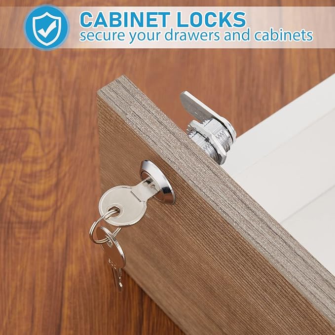 Kenning 24 Sets Cabinet Locks with Keys for Secure Drawer Mailbox RV Storage Box Replacement Lock, Zinc Alloy(5/8'' Cylinder Length, 0.4'' Max Panel Thickness)