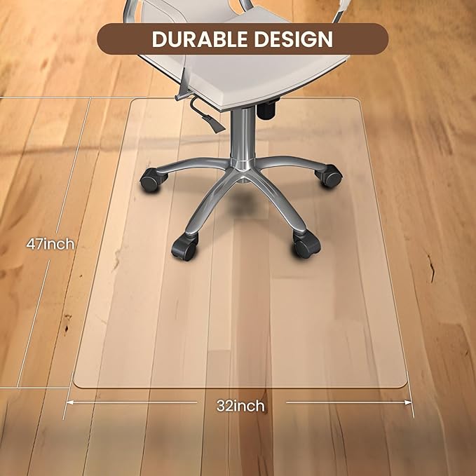Office Chair Mat - Heavy Duty, 47"x32", 1/7" Thick, Flat Shipping, Suitable for Carpet and Hardwood Floor