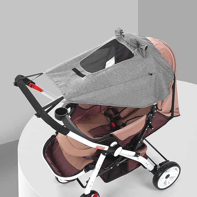 Universal Stroller Sun Shade UV Sun Protection Shade Blackout Cover Waterproof Baby Stroller Cover UPF50+ Pushchair Shield Canopy with Viewing Window Detachable Rain Sunshade Canopy Shield Pram Buggy