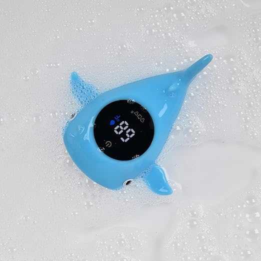 Baby Bath Thermometer with Floating Toys - Digital Water & Room Temperature Monitor, Rechargeable Thermometer with Alerts for Newborn Bath Essentials, Infant Safety