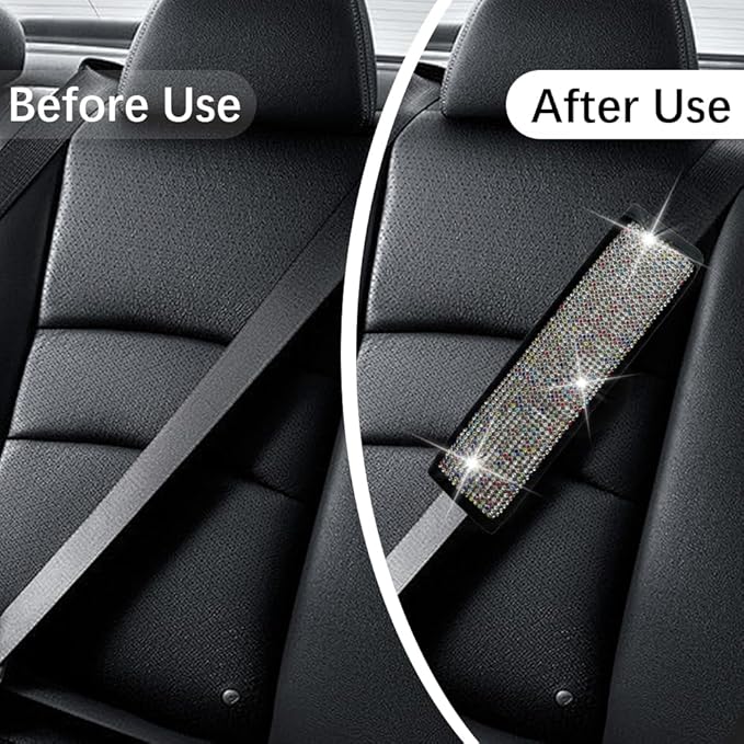 JDDRY Car Seat Belt Covers,Universal Car Seat Belt Pads,Seat Belt Strap Cover Shoulder Pad,Bling Seat Belt Cover(Multi-Color,2PC)