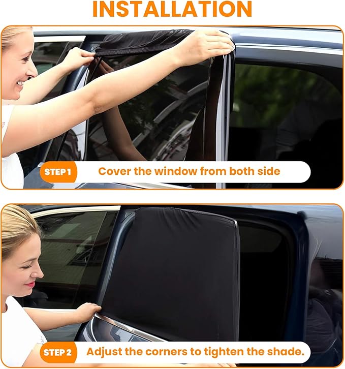 Car Window Shades(2 Pack)-Side Window Sun Shades, UV Protection Breathable Spandex Baby Window Covers, Universal Fit Most of Cars, Protect Privacy for Family-(27.2"x39.8"), Forest Green