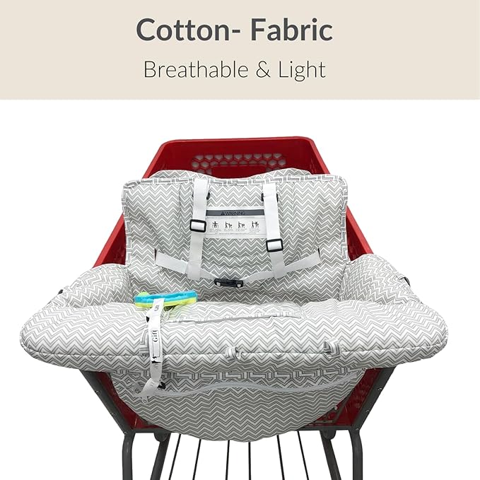 PandaEar Shopping Cart Cover for Baby, 2-in-1 Grocery Cart Seat Cover & Baby Highchair Cover for Infant, Toddler -Grey