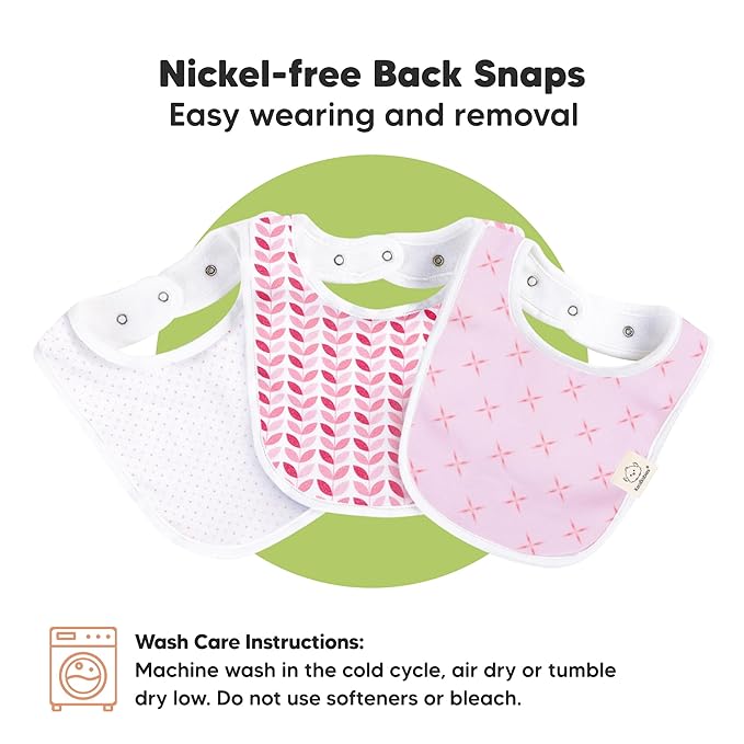8-Pack Organic Baby Bibs for Boys, Girls - Soft Cotton Drooling and Teething Bibs for Baby Girl & Boy, Extra Absorbent, Easy to Clean & Put On for Toddler, Newborn, Infant 0-24 Months (Blush)