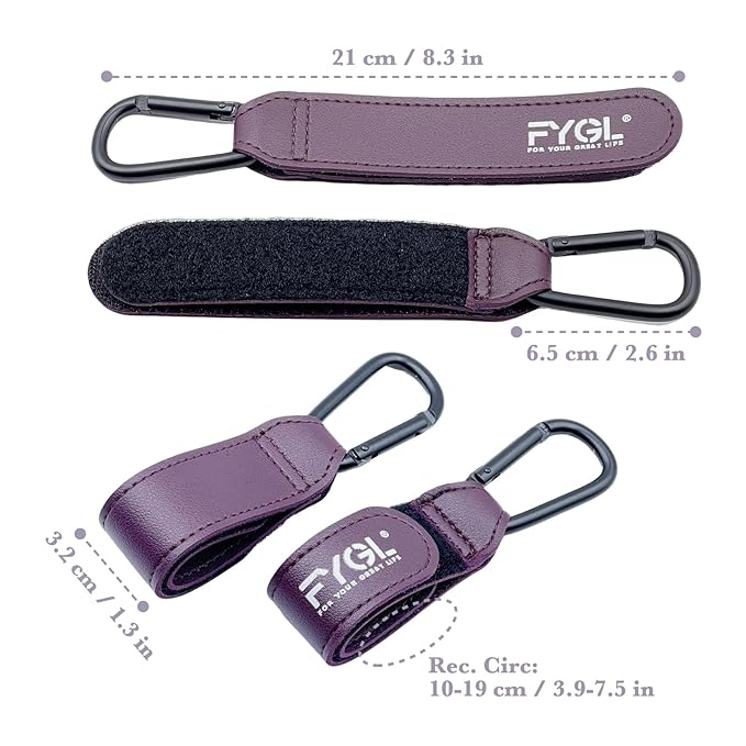 Stroller Hooks - Leather Buggy Clips, Pushchair Carabiner Clip for Bags, Easy Attachment for Pram, Universal Stroller Clips and Hooks, Stroller Accessories - Dark Red (2 Pack)