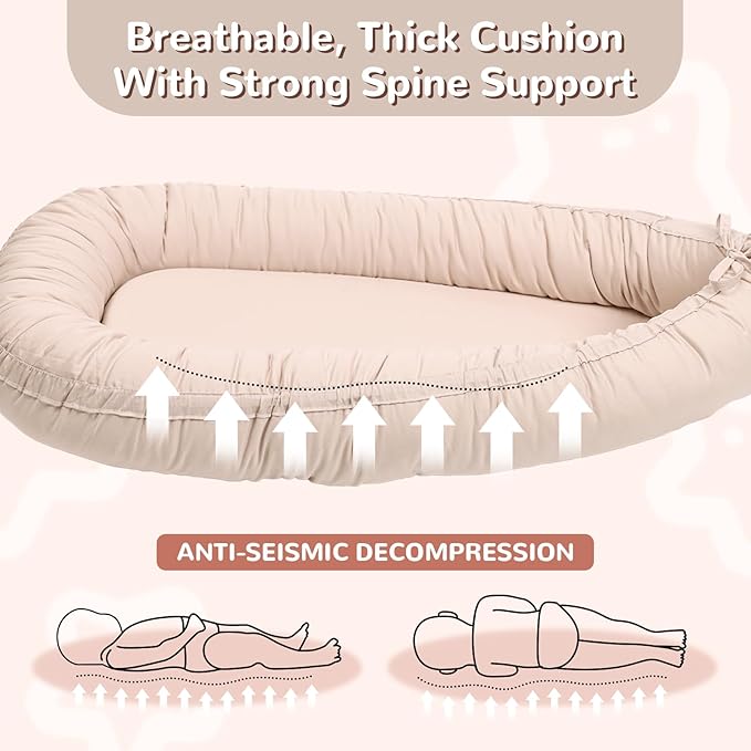 EAQ Baby Lounger, Infant Lounger for Newborn,Portable Baby Nest Cover Breathable & Soft, Newborn Essentials