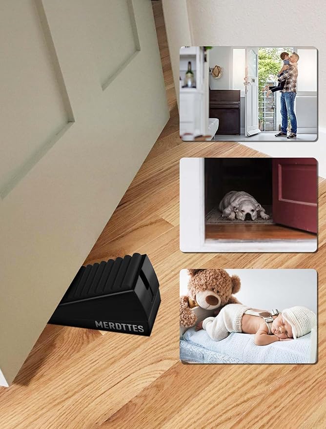 Upgrade Strongest Spring Large Door Stoppers - Heavy Duty Door Stopper Wedge, 3 in Tall Door Stoppers for Bottom of Doors, Rubber Door Stop for Extra Strong Grip Metal Doorstop Suits Any Heavy Door