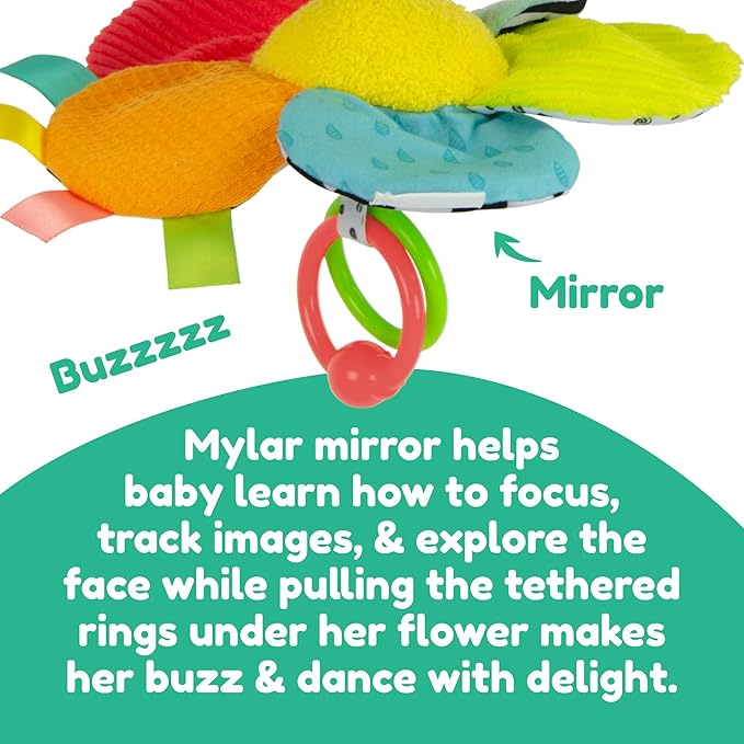 LAMAZE Clip On Car Seat and Stroller Toy - Buzzy The Bee - Crinkle Car Seat and Stroller Toys - Sensory Travel Toys for Babies - Infant Toys Ages 0 Months and Up