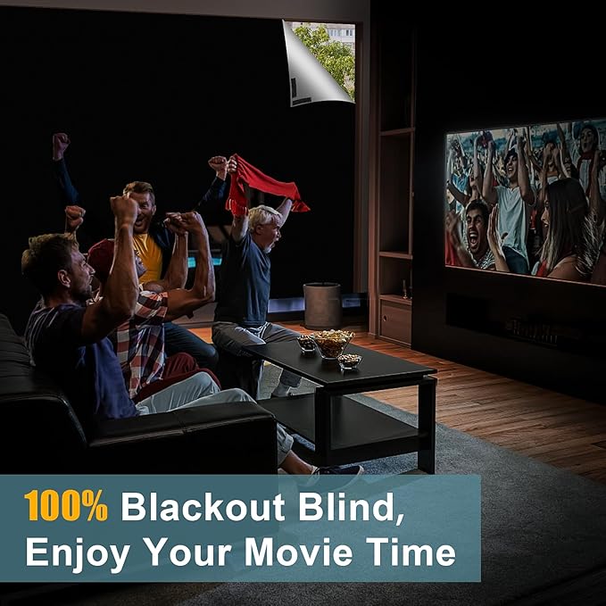 100% Blackout Window Cover, 118x57 Inch Portable Blackout Blinds, No Drill Privacy Blackout Shades, Cuttable Temporary Black Out Curtains for Bedroom Travel Dorm Home Nursery RV Media Room Darkening