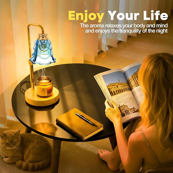 Candle Warmer Lamp with Timer and Dimmer, Electric Wax Warmers for Scented Candles with 5 Brightness Settings, Anti-Glare Lamp with Adjustable Height, Home Decor, Gift for Christmas, Birthday