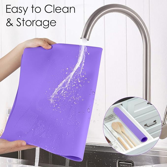 Extra Large Silicone Mats for Kitchen Counter, 27.6'' x 19.7'' Nonskid Silicone Placemats for Kids, Nonstick Purple Silicone Mat for Baking Crafts, Silicone Dab Mat Heat Resistant, 1Pack