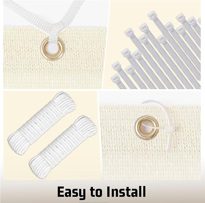 SUNNY GUARD Shade Cloth Custom Size 14x20 FT Sun Shade Screen Fabric Shade Cover Tarp with Grommets for Pergola Backyard Garden, Butter Cream(We Customized)