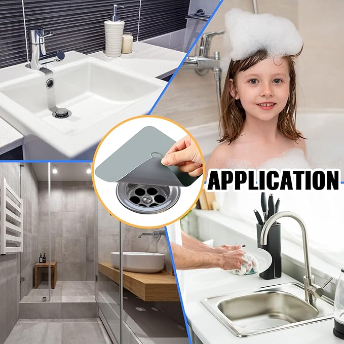 Yinkin 6 Pcs Drain Covers to Keep Bugs Out Silicone Shower Floor Tub Stoppers Bathtub Drain Stoppers Sewer Anti-Odor Mats Deodorizing Plugs for Bathroom(6 x 6 Inch,Square,Grey and White)