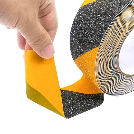 BOMEI PACK Anti Slip Traction Tape,2 Inch x 33 Ft,Heavy Duty Non Slip Tape,Grip Tape for Stairs, Tread Step, Indoor & Outdoor Use,Waterproof Stairs Non Skid Treads (Yellow and Black)