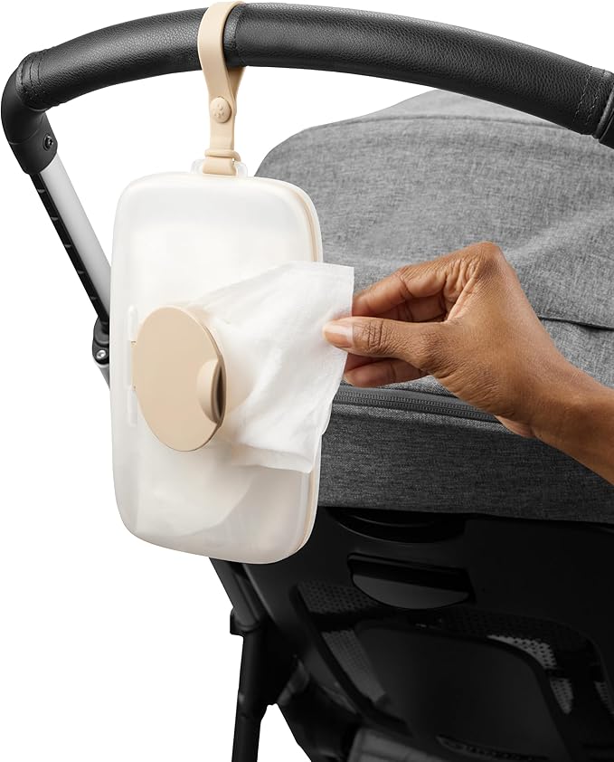 Skip Hop Baby Wipes Dispenser Case, Holds Up to 40 Wipes, Grab & Go Travel Wipe Holder with Snug Seal, Oat