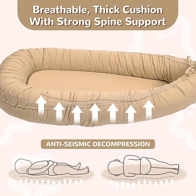 EAQ Baby Lounger, Infant Lounger for Newborn,Portable Baby Nest Cover Breathable & Soft, Newborn Essentials