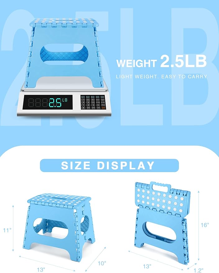 Dyforce Folding Step Stool 11 Inch, Durable Kids Step Stool, Heavy Duty Step Stools for Adults, Compact Foot Stools, Light-Weight Toddler Step Stools for Kitchen, Bathroom, Holds Up to 300 lbs (Blue)