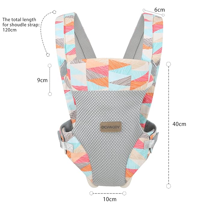 Ocanoiy Baby Wraps Carrier, Ergonomic Baby Carrier Newborn to Toddler, Cozy Baby Front and Back Carrier for 7-45lbs (Colorful)