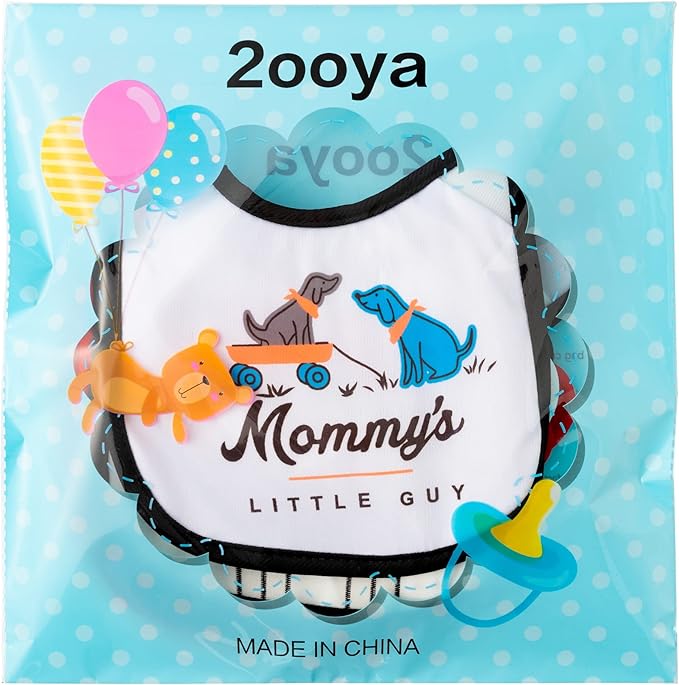2ooya 7Pcs Cotton Waterproof Baby Bibs Hook Loop Closure Newborn Bib Keepsake Baby Gift for Drooling Feeding Eating