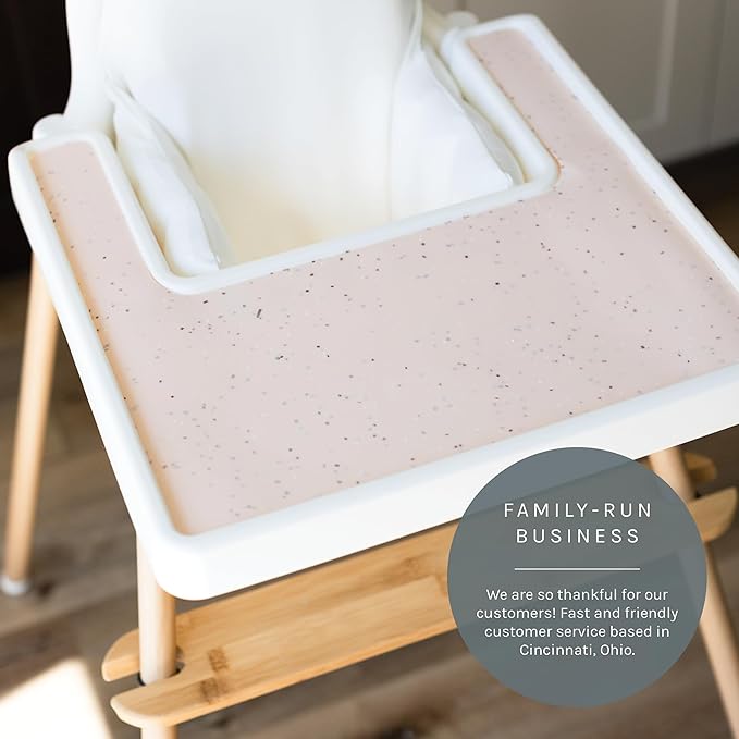 Yeah Baby Goods Placemats Compatible with IKEA Antilop High Chair (Blush Speckle) - Slip-Resistant & Food-Grade Silicone High Chair Mat - Easy Clean High Chair Accessory