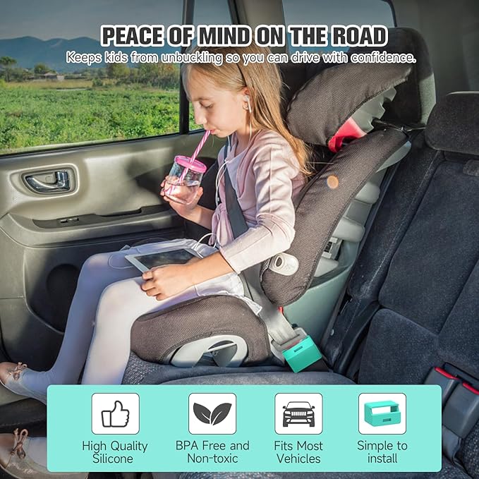 Morlike Silicone Seatbelt Secure Buckle Safety Cover Lock | Keep Children Safe in Car Seat and Prevent Kids from Accidentally Unbuckling | Buckle Guard Fits Almost Vehicles (Blue)