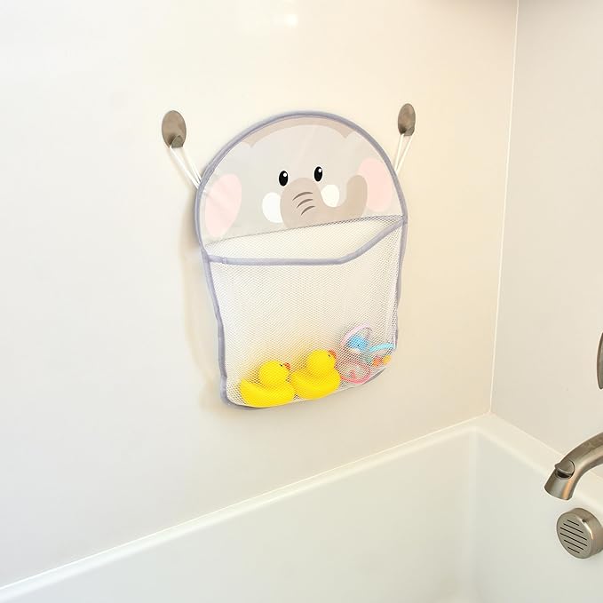 Youngever Bath Toy Net, Bath Toy Organizer, Bath Toy Storage (Grey Elephant)