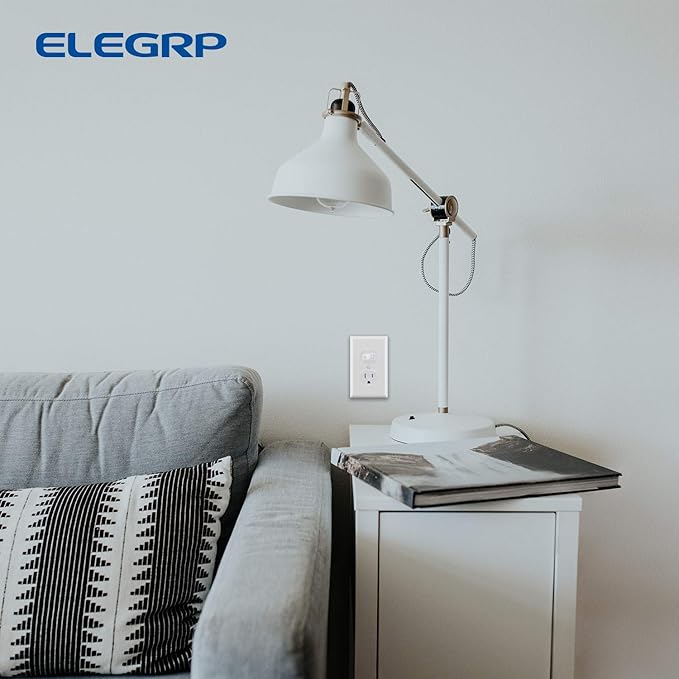 ELEGRP Duplex Receptacle Outlet Covers, 1-Gang Standard Size Wall Plates, Unbreakable Polycarbonate Dual Outlet Faceplates Covers, UL Listed, Color-matched Screws Included (100 Pack, Glossy White)