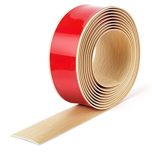 Bnell Floor Transition Strip Floor Cover Strips Self Adhesive Flooring Transitions Laminate Floor Strip Vinyl Floor Flat Divider Strip for for Joining Floor Gaps (3.28FT,2inch, Maple Grain)