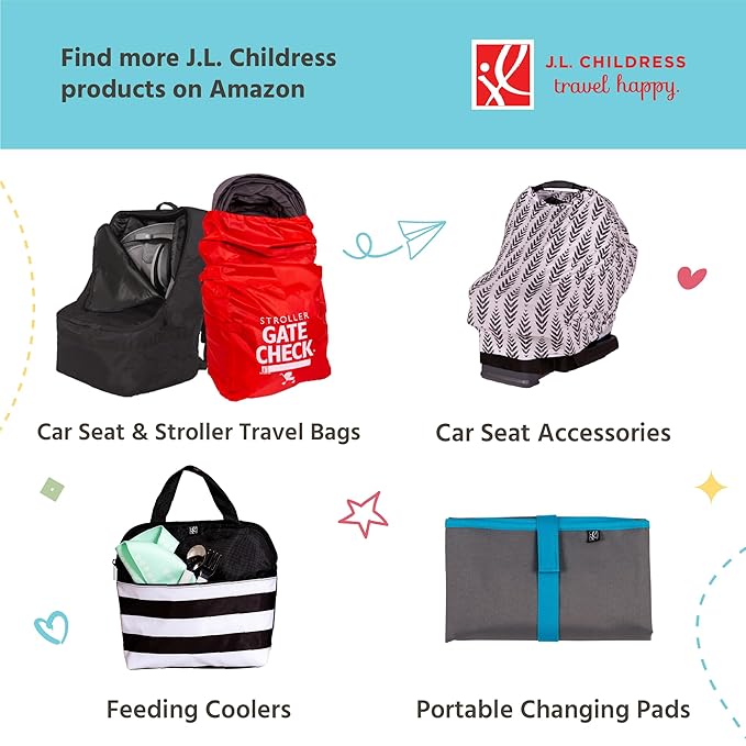J.L. Childress Clip 'N Carry Stroller Hooks - Universal Stroller Clips with Non-Slip Straps - Durable Carabiners to Hold Watter Bottles & Bags - 2 Pack - Perfect for Uppababy & more - Black