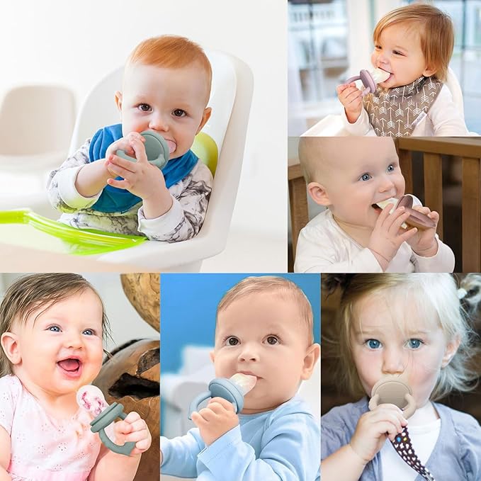 Baby Fruit Food Feeder Breastmilk Popsicle Molds, Silicone Food Freezer Tray for Cooling Teething Relief, Baby Food Feeder for Safe Infant Self Feeding, Includes 3 Extra Food Pacifier