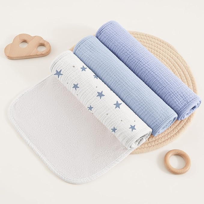 Susurration Muslin Burp Cloths, Soft Baby Burping Cloths for Unisex Boys and Girls, Newborn Essentials Large Extra Absorbent Washcloths, 20x10in, 6 Pack