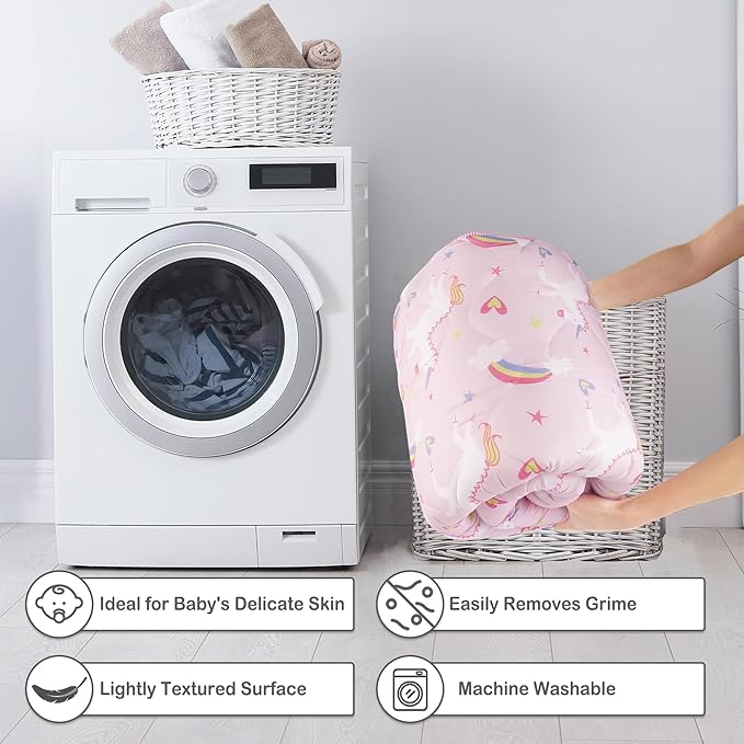 Viviland Baby Play Mats for Floor, Thicken Cushioning Padding Foam Playmate for Baby and Toddlers Infants, 71" x 59" Playpen Mat, Non-Slip & Machine Washable - Pink Unicorn