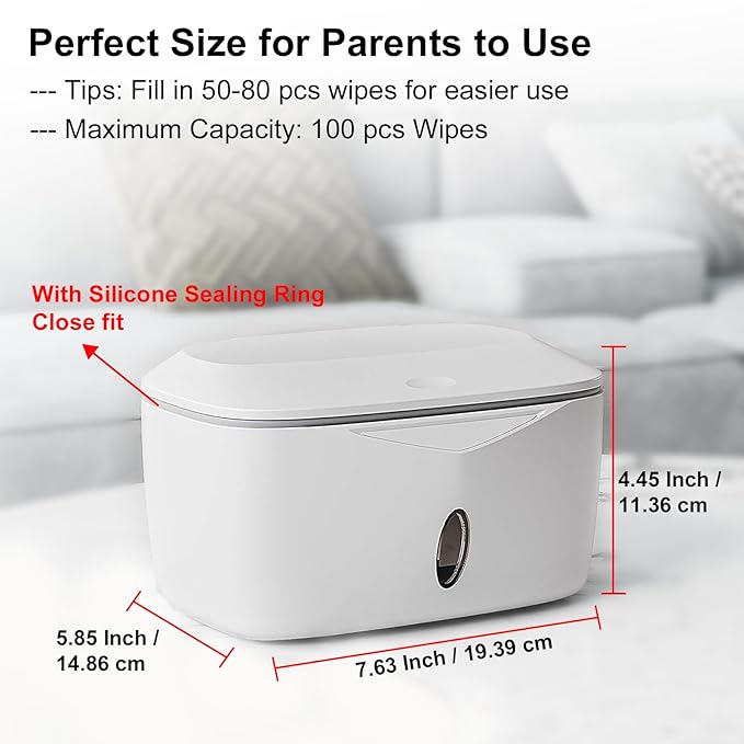 Wipes Dispenser with Weighted Plate, X2 PRO, Seposeve Perfect Pull Baby Wipe Holder, Refillable Wipe Container, Keeps Wipes Fresh, One-Handed Operation. Non-Slip, Easy Open/Close Wipes Case, Pink