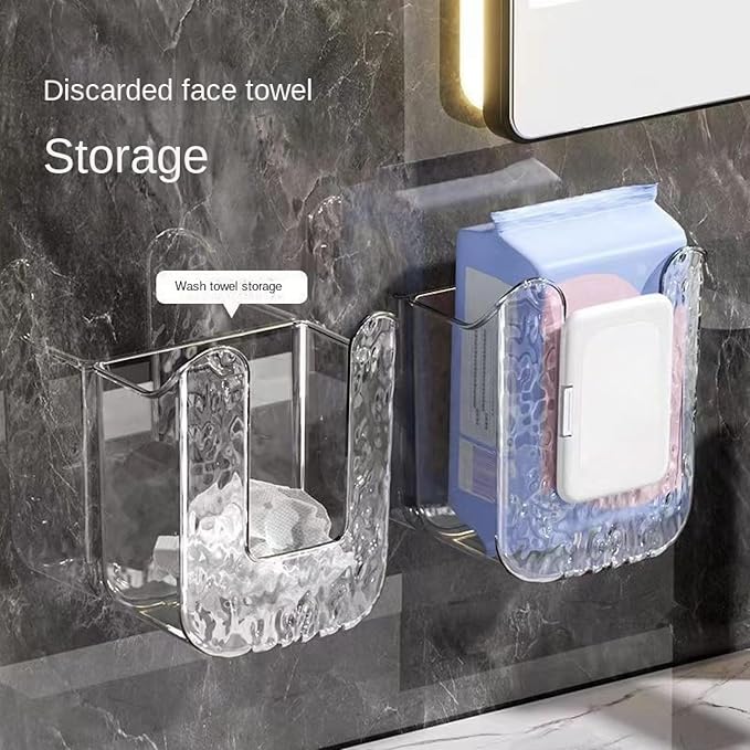 2 Pcs Bathroom Toilet Wall-Mounted Wet Wipes Dispenser Kitchen Wipes Wall Mount Storage Box (Light Gray)