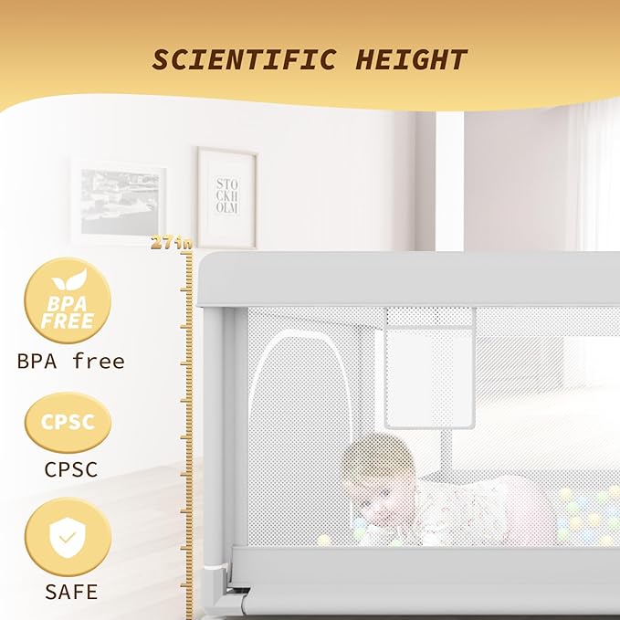 Besuhot Baby Playpen for Toddler, Large Playpen for Babies 50" × 50" Baby Fence Playards, Kids Safety Play Pen Area for Indoor & Outdoor (Grey)