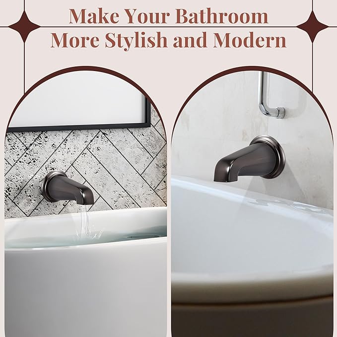 Dreyoo Tub Spout (Universal Fits 1/2" Copper Pipe, 1/2" IPS and 3/4" IPS), Bathroom Bathtub Faucet with Adapters and Hex Wrench(Oil Rubbed Bronze,Without Diverter)