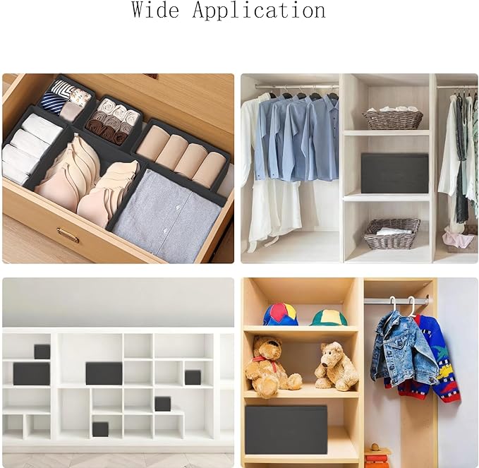 COSDACE Drawer Organizer Clothes,12Pcs Dresser Drawer Organizers Foldable Closet Organization and Storage Dividers for Clothing,Underwear, Sock, Baby Closet Organizer (Grey)