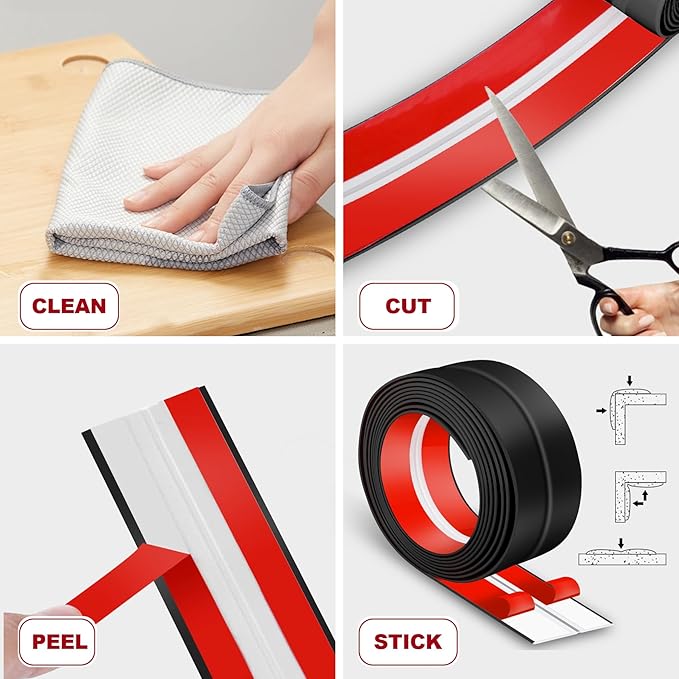 1.6 Inch x 20 Feet Wall Corner Protector Peel and Stick Corner Trim Molding Strip Self Adhesive Wall Edge Protectors Guards for Edge Ceiling, Black
