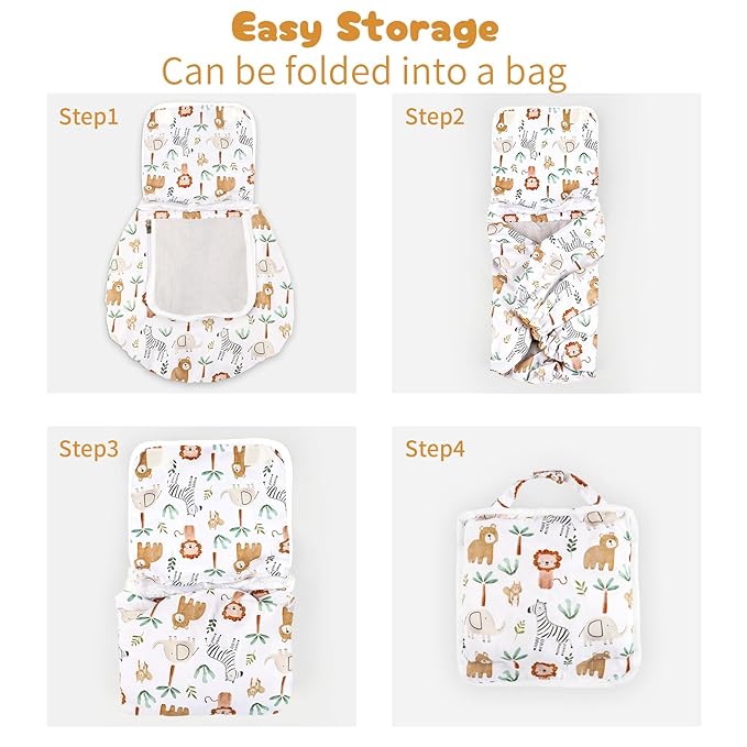 Baby Car Seat Cover, Windproof Carseat Cover for Infant Girls, Infant Warm Carseat Canopy with Double Layer Fabric for Winter, Compatible with Most Baby Car Seat, Animals