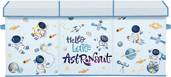decalsweet Kids Toy Box Storage Chest Collapsible Storage Bin with Lids Handles for Boys Girls Toddler, Large Kids Toy Organizer Box for Kidsroom Bedroom Playroom Nursery,37.7"x12.5"x15.7"