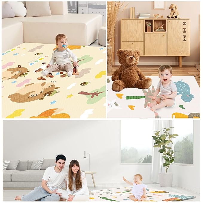 XVISHX Baby Play Mat, 71 x 59 Inch Play Mat Perfect for Use Baby Playpen, Foldable Baby Foam Playmat for Floor, Portable Waterproof Activity PlayMats for Babies, Infants and Toddlers