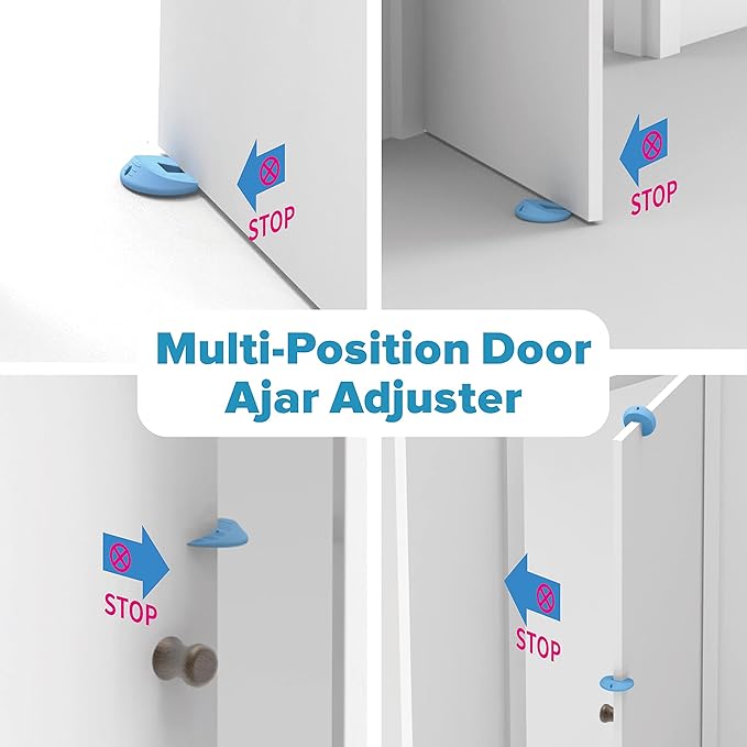 Neobay Door Pinch Guard and Door Slam Stopper, Durable Silicone Door Finger Pinch Guard, Prevents Finger Pinch Injuries, Slamming on Even Heavy Doors, Door Safety for Kids, 4 Packs Blue Upgraded.