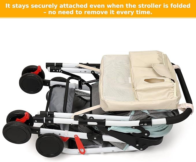 Accmor Stroller Organizer, Universal Large Capacity Stroller Bag Caddy Organizer Accessories for Uppababy, Nuna, Doona, Britax Strollers, White