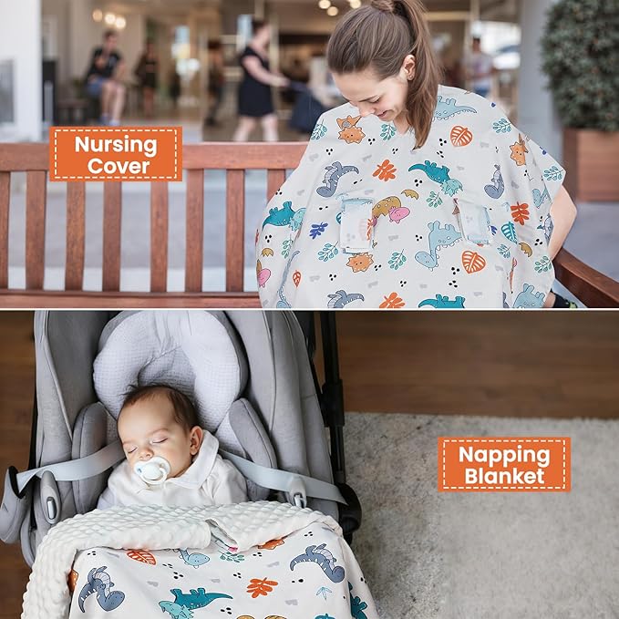 Rquite Car Seat Cover Baby, Carseat Covers Baby Girl, Winter Infant Car Seat Cover, Warm Minky Car Seat Canopy, Baby Carrier Cover with Peekaboo Opening, Multi Use Nursing Cover & Toddler Blanket