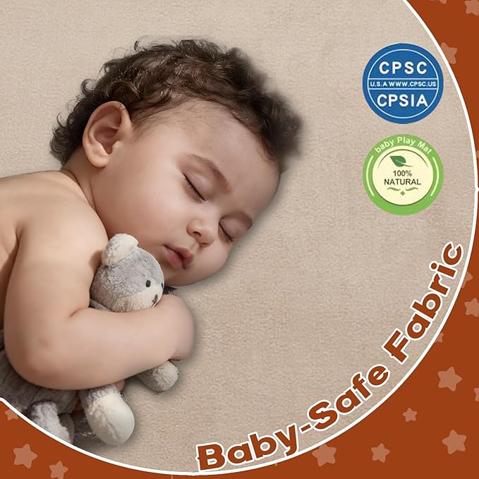 Baby Play Mat for Floor,1.3" Thick Elasti-Foam Playpen Mat for Tummy Time, Easy Care with Non-Slip Cushioned for Infant,Kids and Toddler Crawling