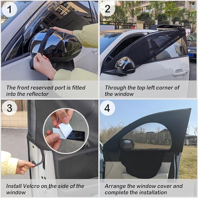 4PCS Car Window Shades with Zipper,Breathable Car Window Cover Baby Window Shades for Car,Camping Essentials Side Window Sun Shade for Privacy Protection Fits Most Cars