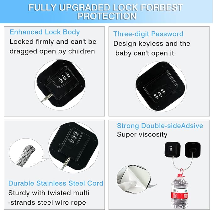 Refrigerator Lock Fridge Locks for Kids Keyless Child Safety Cabinet Locks for Cabinets Closets Drawers Window Electrical Appliances