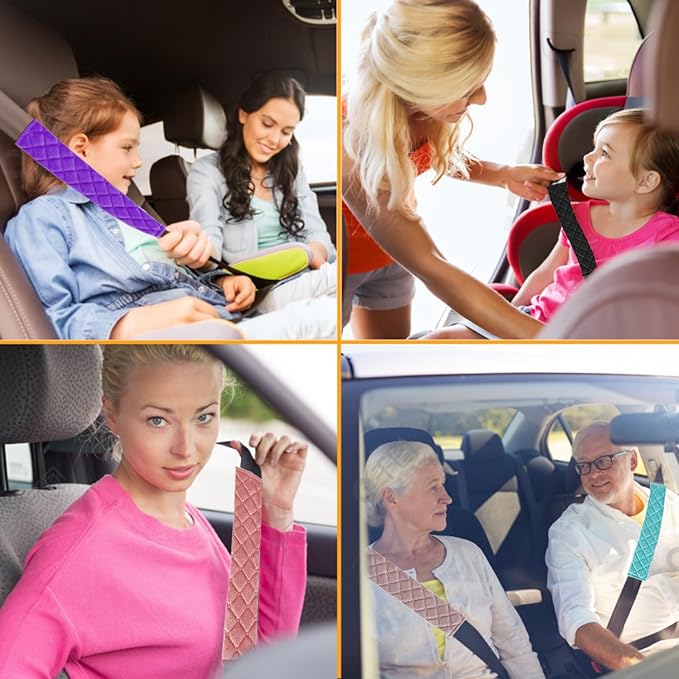 WSSROGY 5 Pack Soft Comfort Car Seatbelt Cover Protector Pads Strap for Protecting Neck and Shoulder (Purple)