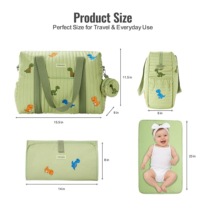 GOBABYMART 3pc Diaper Bag Tote Set, Hospital Bag for Labor & Delivery, Maternity Travel Bag with Changing Pad & Pacifier Case
