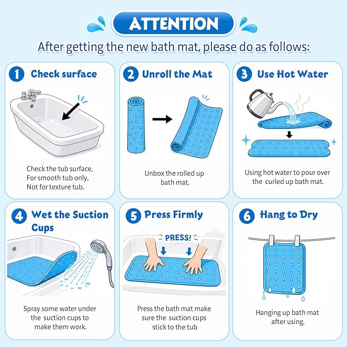 XIYUNTE Baby Bath Mat for Tub Non Slip Kids Bath Mat - 40''x16'' Extra Long Cartoon Bathtub Mat Non Slip Kids Shower Mat Eco-Friendly Toddler Bath Mats with Suction Cups, Machine Washable, Sea Turtle